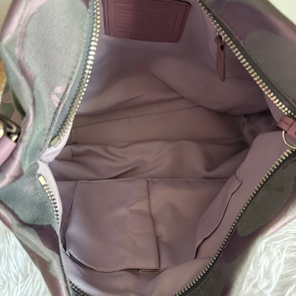 COACH Purple Signature Canvas Duffle Shoulder Bag Crossbody - Picture 8 of 8